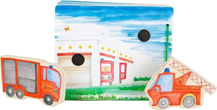 Drewniana książka dla dzieci z figurkami Straż pożarna 12040-SFD-Small Foot Design, zabawki edukacyjne