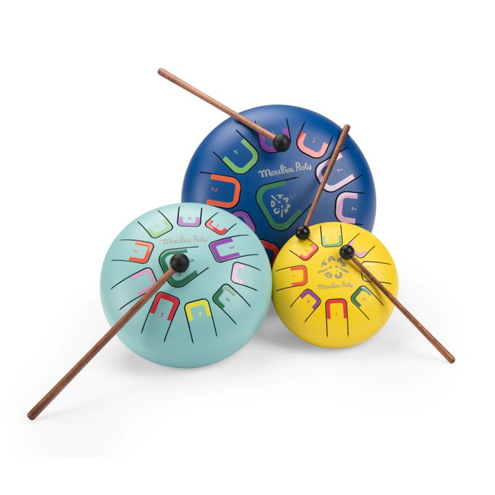 Bębenek językowy maxi niebieski PUCE & PILOU Moulin Roty 684088 instrumenty dla dzieci