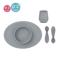 Komplet pierwszych naczyń silikonowych First Foods Set szary EUFFG005-EZPZ