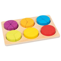 Łamigłówka do nauki ułamków Układanka drewniana Goki 59960 gry edukacyjne dla dzieci