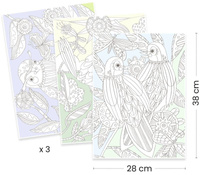 Obrazy do kolorowania w teczce PTAKI Djeco DJ08691 komplet 3 dużych obrazów