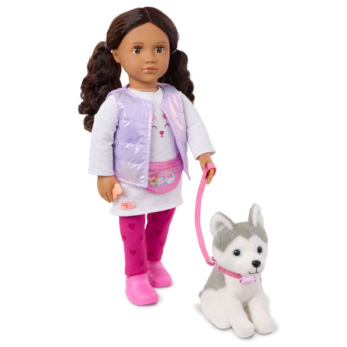 Lalka Estella 46cm i maskotka piesek Husky z akcesoriami Our Generation BD31707Z