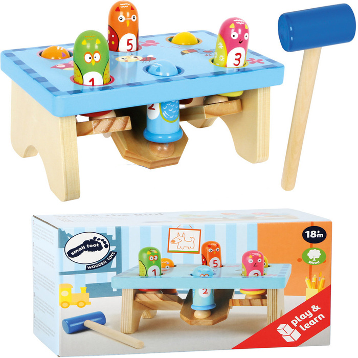 Wbij ptaszka - przebijanka z młotkiem, 5807-small foot, zabawka drewniana