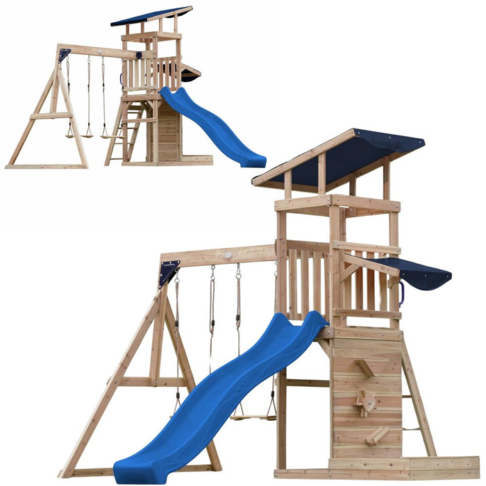 Wielofunkcyjny drewniany Plac Zabaw Malik AXI A030.502.00 Huśtawki Zjeżdżalnia Wieża Piaskownica do zabawy dla dzieci