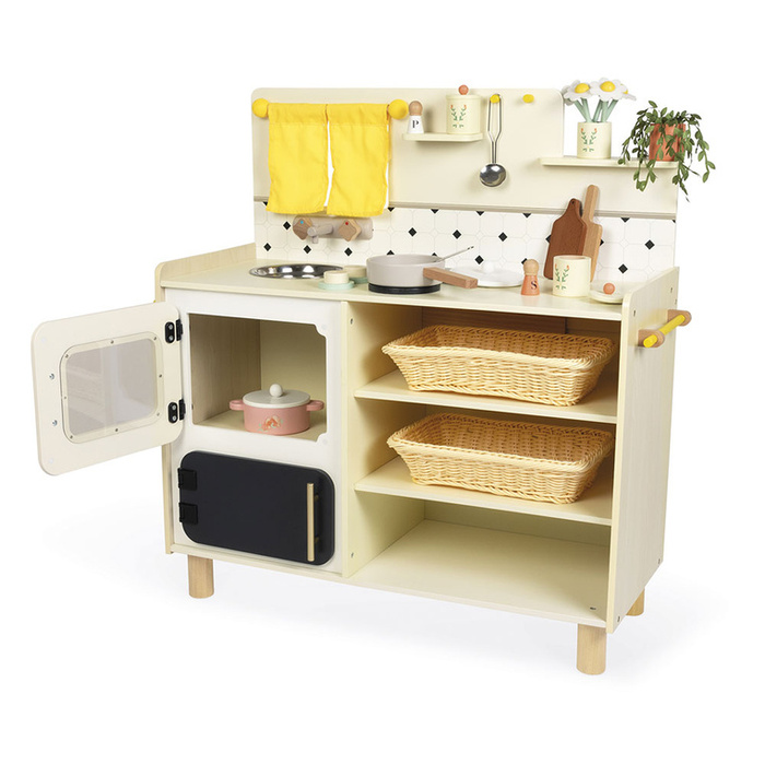 Duża kuchnia drewniana dla dzieci z 19 akcesoriami Shiny Grandma Janod J06642