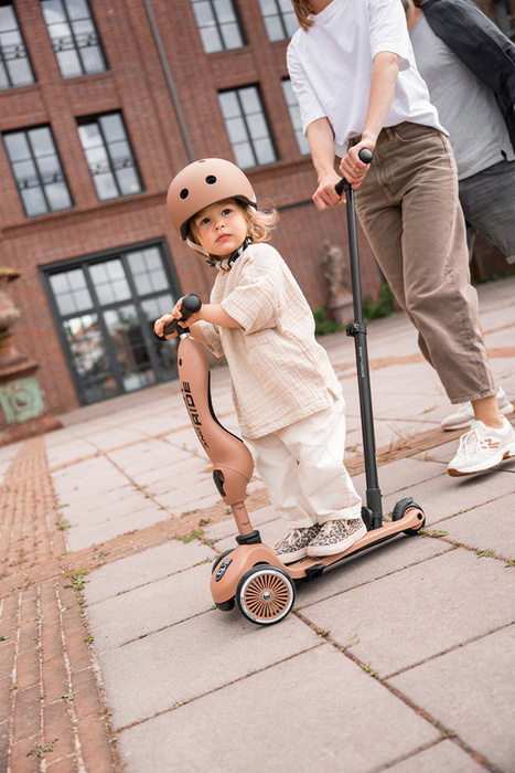 SCOOTANDRIDE Highwaykick 1 Push and Go 2w1 Jeździk i hulajnoga z rączką do prowadzenia 1-5 lat Mocha