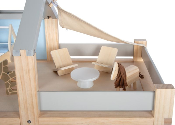 Duży drewniany domek dla lalek w stylu skandynawskim z 3 piętrami i tarasem z mebelkami Natura Small Foot 12541 Domki dla lalek