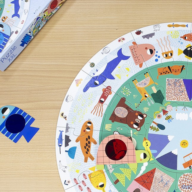 Puzzle dla dzieci okrągłe XXL Odkryj zwierzęta Goula 53177