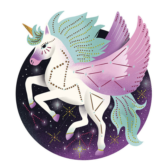 Zestaw kreatywny z farbkami Malowanie kropkami Puentylizm 3D Kosmiczne zwierzęta Janod J09168