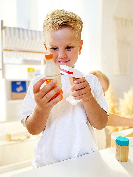 Drewniana kasa sklepowa dla dzieci z kalkulatorem Fresh Small Foot 12249-SF