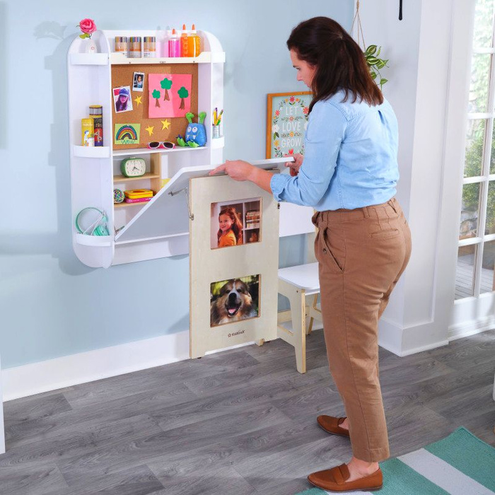 Składane ścienne drewniane biurko dla dzieci z krzesłem Arches KidKraft KK20152