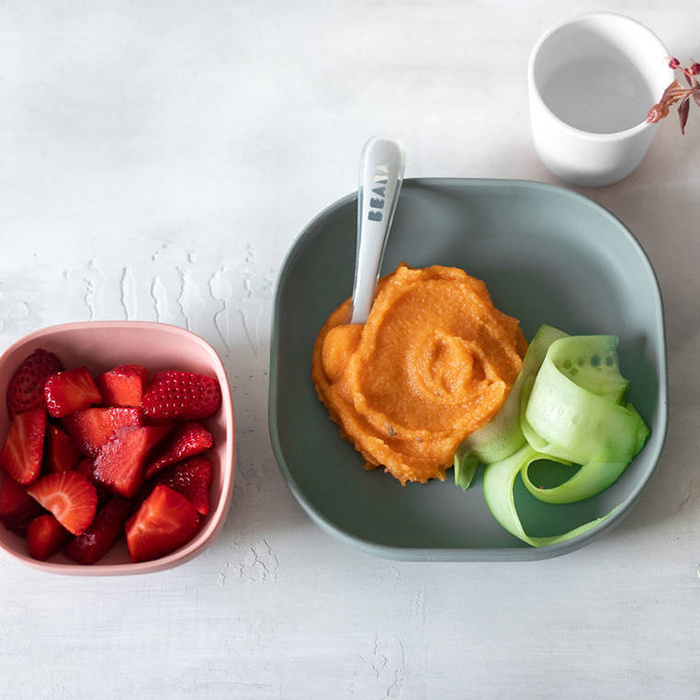 Silikonowe naczynia dla dzieci Zestaw z przyssawką eucalyptus Beaba 913507