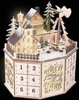 Drewniany kalendarz adwentowy Miasteczko w Boże Narodzenie z podświetlanymi domami Small Foot 10997