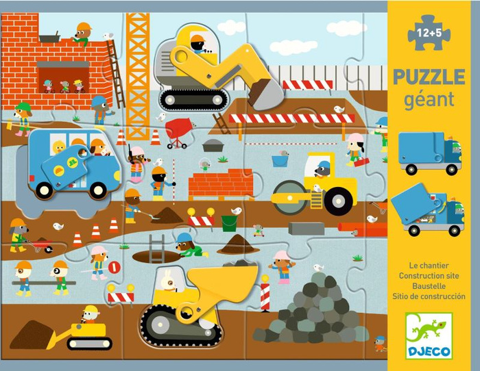 Duże puzzle dla dzieci plac budowy Djeco DJ07167