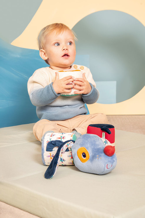 Wałek dźwiękowy 4-elementowy Piesek Jules Lilliputiens 83629  zabawki sensoryczne dla niemowląt i dzieci