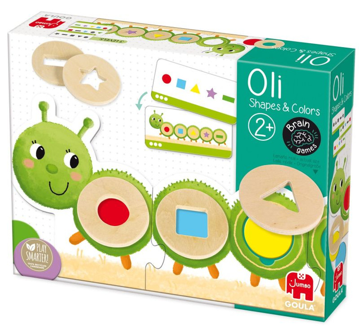 Układanka łamigłówka dla maluszka Kształty i kolory Gąsieniczka Oli Goula 53477 Drewniane zabawki dla dzieci