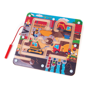 Labirynt magnetyczny dla dzieci Na budowie 34009-Bigjigs Toys, magnetyczne gry zręcznościowe dla najmłodszych 