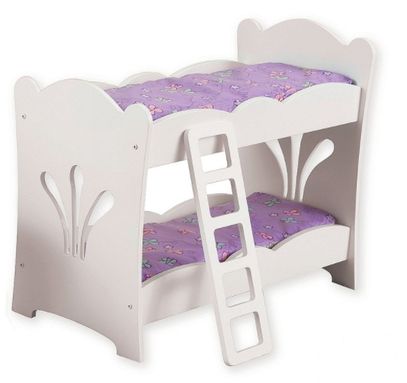 Drewniane, piętrowe łóżko dla lalek, 60130-KidKraft, meble dla lalek