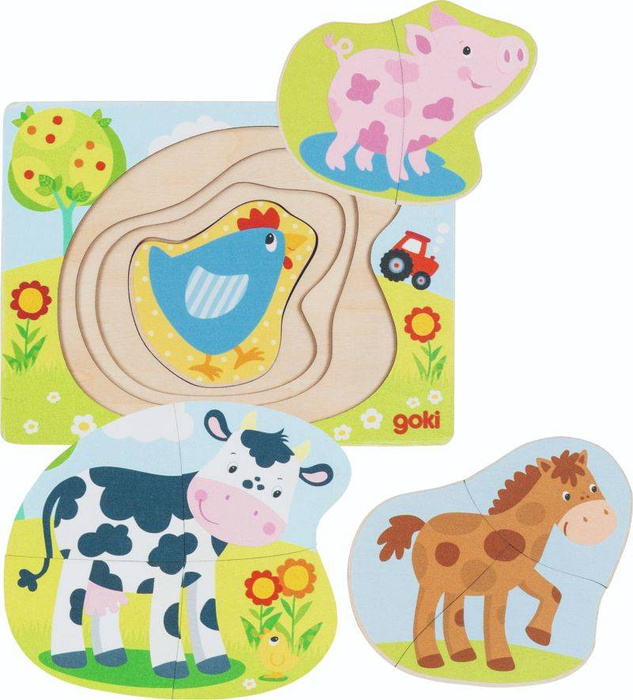 Drewniane puzzle warstwowe Zwierzęta Gospodarskie 57386- Goki