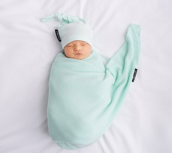Lekki dzianinowy kocyk Mgiełka mięta LL3158-Lullalove kocyki dla dzieci