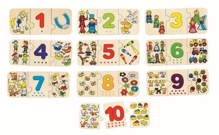 Nauka cyferek dla dzieci i liczenia - puzzle drewniane, 57594-goki, puzzle dla dzieci