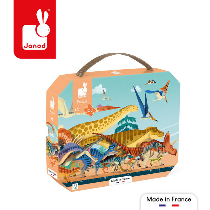 Puzzle panoramiczne w walizce Dinozaury 100 el. Janod J05831 