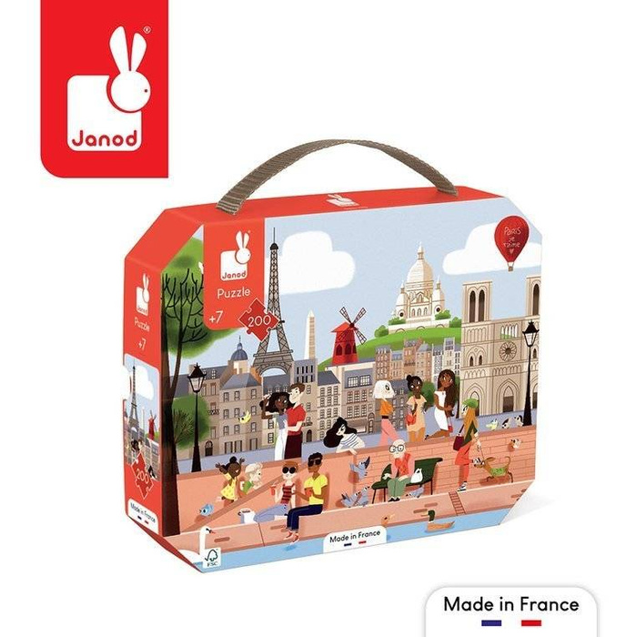 Puzzle w walizce Paryż 200 elementów 7+ Made in France Janod J02612