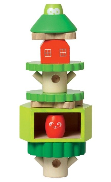 Układanka dla dzieci Drewniany domek 213430-Manhattan Toy, klocki drewniane
