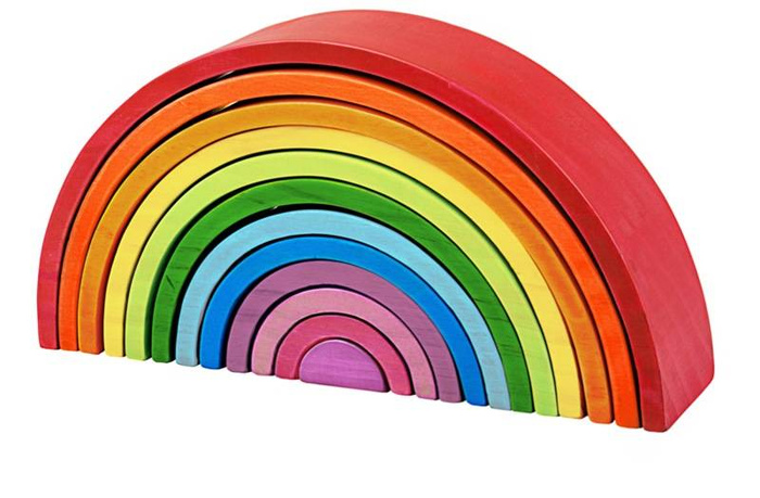 Układanka drewniana XL duża 12-elementowa tęcza BJ498-Bigjigs Toys, klocki dla dzieci