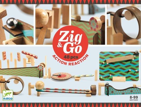 Zestaw Zig & Go-48 element. DJ05644-Djeco, tory dla kulek, zjeżdżalnie