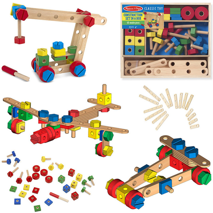 Zestaw mały konstruktor 4w1 auto samolot motor dźwig Melissa and Doug 15151-MD